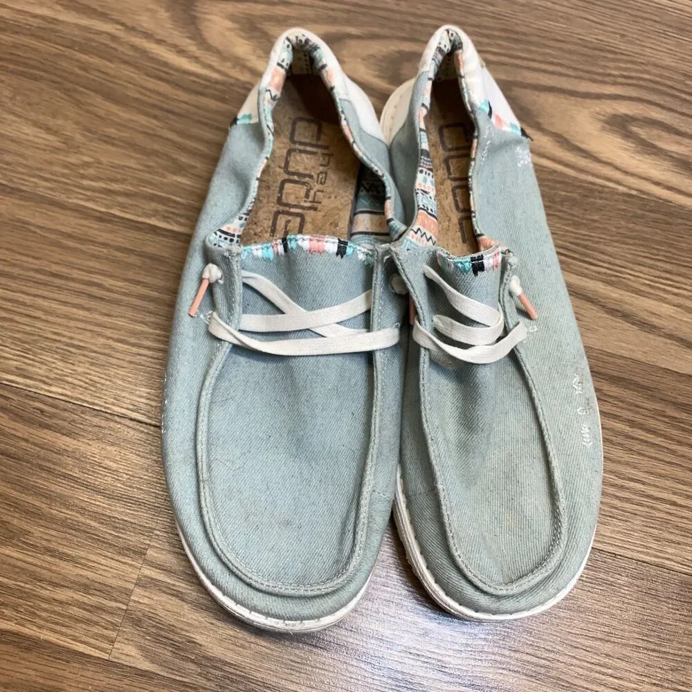 Hey Dude Wendy Boho Light Denim US Women's Size 10 Sneakers‎